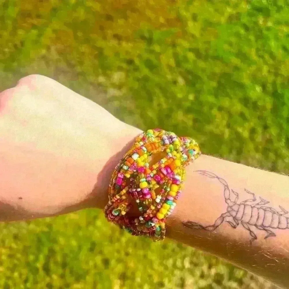 Women’s colorful beaded braided bracelet